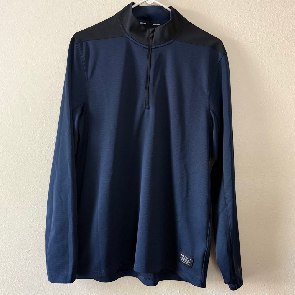 Nike Golf Dri-FIT Mens Navy Blue Black 1/4 Zip Pullover AR2598-452 Medium
